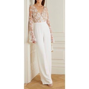RIME ARODAKY Poppy Embroidered Crepe Jumpsuit 34